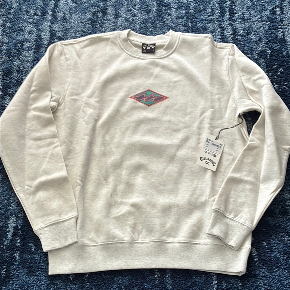 Billabong Cream Crewneck Wave Sweatshirt - Small- New